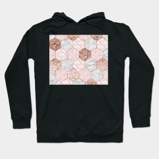 Rose gold dreaming - marble hexagons Hoodie